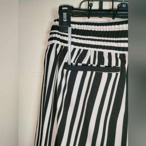 New York & Company (Size S) Black and White Striped Retro Wide-Leg Pull-on Pants - Picture 5 of 10